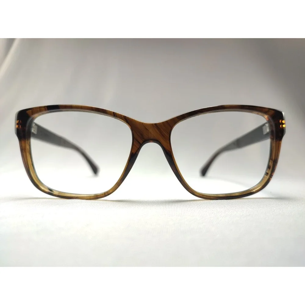 Chanel 3310-Q c.1569 Tortoise Leather Temple Eyeglass Frames Only 52-16-140